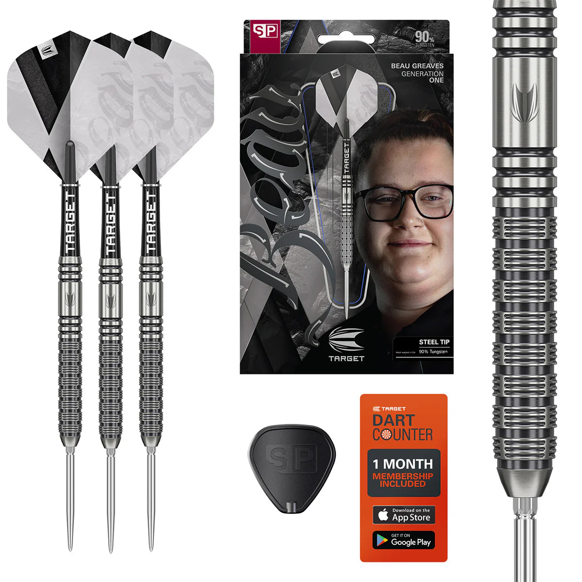 TARGET BEAU GREAVES G1 90% TUNGSTEN SP STEEL TIP DARTS – The